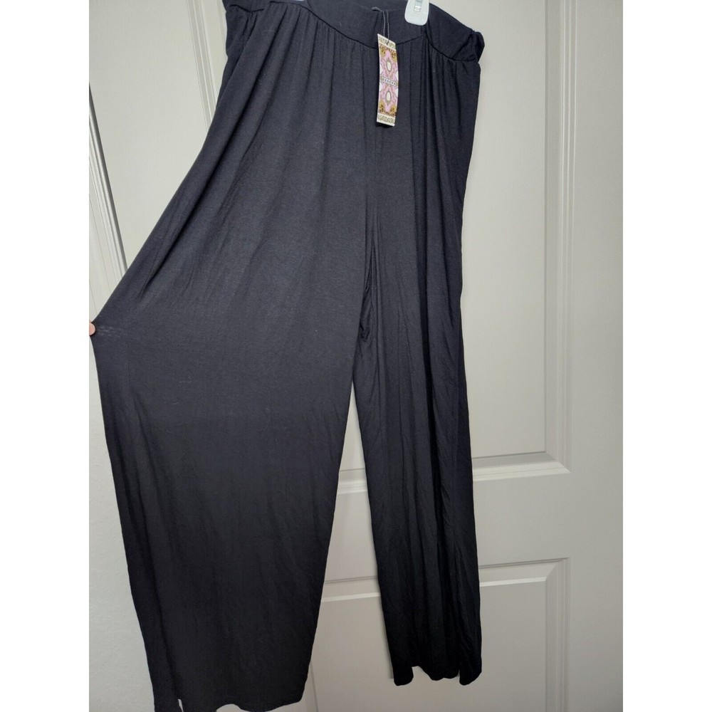Boohoo Womens Size 12 Basic Jersey Midaxi High Waisted Pants Black Soft - Picture 1 of 8